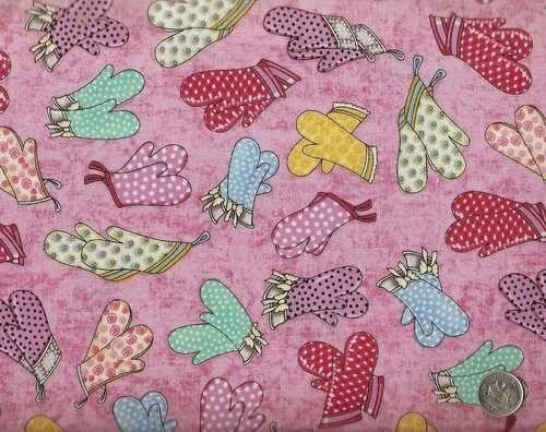 Whats Cookin pink oven mitts kitchen RJR fabric 26 inch piece - Image 1 of 1