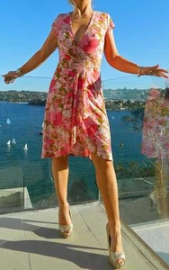 VINTAGE Stitches Petites Sassy Resort Glam Wrap Retro Dress - Picture 1 of 5