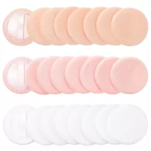 24 runde Gesicht Körper Puderquasten Make-up Pads mit Riemen für lose gepresste Puder - Bild 1 von 7