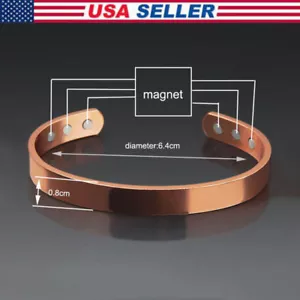 Copper Magnetic Bracelet Arthritis Pain Energy MEN WOMEN ADJUSTABLE CUFF NEW US - Picture 1 of 11