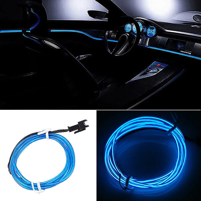 2m Car Blue LED Interior Decor Atmosphere Wire Strip Light Accessories+Cigarette - Image 1 of 4