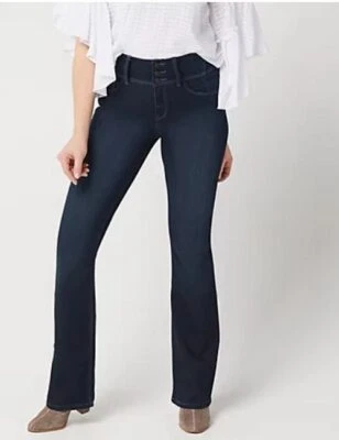 Laurie Felt Indigo Curve Silky Denim Boot-Cut Jeans New - Image 1 of 4