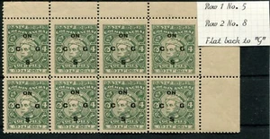 COCHIN 1948-49 FLAT BACK TO "G" (R1/5 & 2/8) MNH POSITIONAL BLOCK OF (8) - Picture 1 of 2