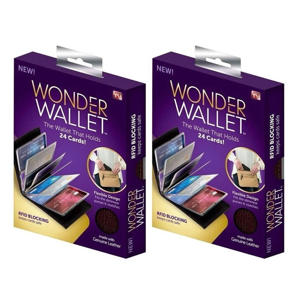 10x Original Wonder Wallet Slim RFID Wallets as Seen on TV Black Leather