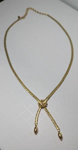 Vintage Fashion Love Knot Lariat by Sarah Coventry Gold Tone Necklace 16-18" - Picture 1 of 5