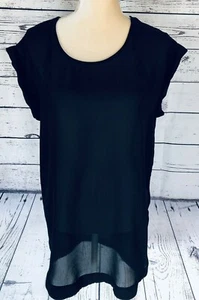 HM Women’s Size 4 Dress Black Sheer Silky Short Sleeves U Neck  - Picture 1 of 8