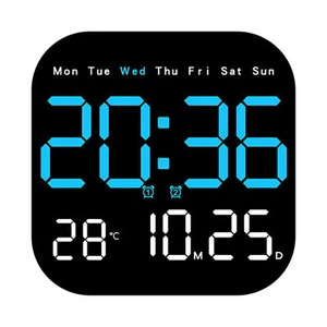 LED Large Digital Wall Clock Remote Control Temperature Date Week Display Adjust - Picture 1 of 9