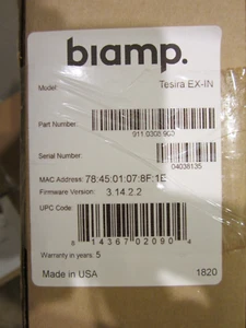 Biamp Tesira EX-IN 911.0308.900 Half Rack Expander Box Version NEW - Picture 1 of 1