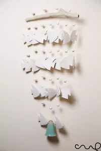 Handmade Garden Wall Decor Ceramic Wind chime Cream Fish Ornament Tiered Bell - Picture 1 of 11