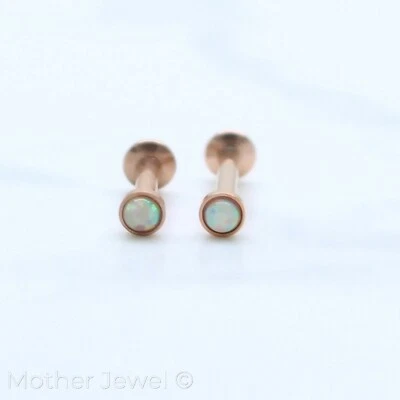 BOLA DE ÓPALO 14K ORO ROSA IP LABRET TRAGUS MONROE LABIO CARTÍLAGO PENDIENTE  Foto 1 de 4