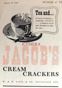 Wartime JACOB'S Cream Crackers (After the War) Advert #3 : Small 1944 WW2 Print - Foto 1 di 1