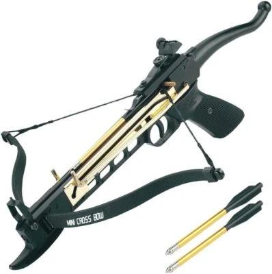 80LBS SELF COCKING HUNTING PISTOL CROSSBOW ALUMINUM WITH ARROWS TARGET PRACTICE