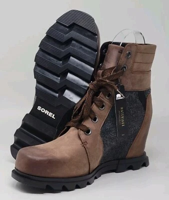 Sorel Mujeres Talla US 11 Joan of Arctic Cuña Lexie Marrón Gris Botas Impermeables Nuevas Foto 1 de 4