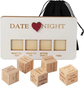 Date Night Dice Wooden Couples Funny Romantic Anniversary Decision Game Gift - Picture 1 of 7