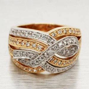 Sonia Bitton 1.25ctw Diamond Woven Waves Band Ring - 14k Yellow & White Gold - Picture 1 of 9