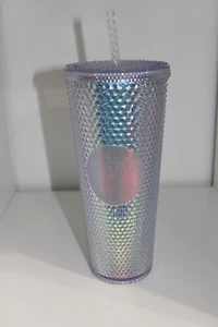 STARBUCKS Vaso 9" Tachonado Iridiscente Transparente VENTI Espejo Blanco 2023 NUEVO - Imagen 1 de 5