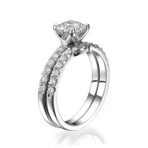 2 1/2 CT Diamond Engagement Ring Set Round F/SI1 14K White Gold Size Selectable - Picture 1 of 2