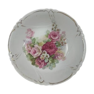 Vintage Serving Bowl Floral Victorian Scallop Edge Farmhouse Romance ROSES - Picture 1 of 12