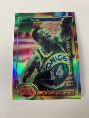 Sam Perkins 1993-94 Topps Finest Basketball REFRACTOR Card #186 - Rare, HOF - Image 1 of 3
