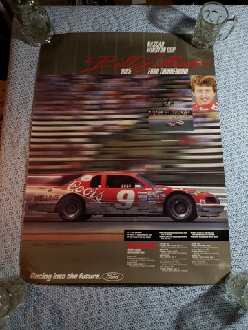 Bill Elliott 1985 NASCAR Winston Cup Ford Thunderbird Poster Signed.      Rare Cover