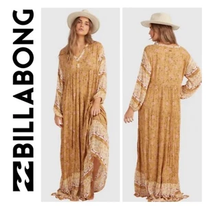 BNWT BILLABONG SHINE ON ECO MAXI DRESS SIZE MEDIUM/10 (MUSTARD) RRP $129.99 - Picture 1 of 6