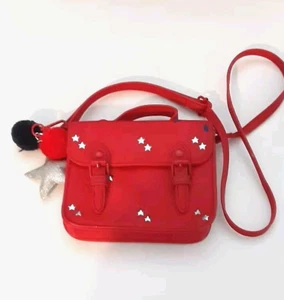 Red Purse With Stars Handle Strap Snap Close keychain 5 x6" Preowned - Picture 1 of 8
