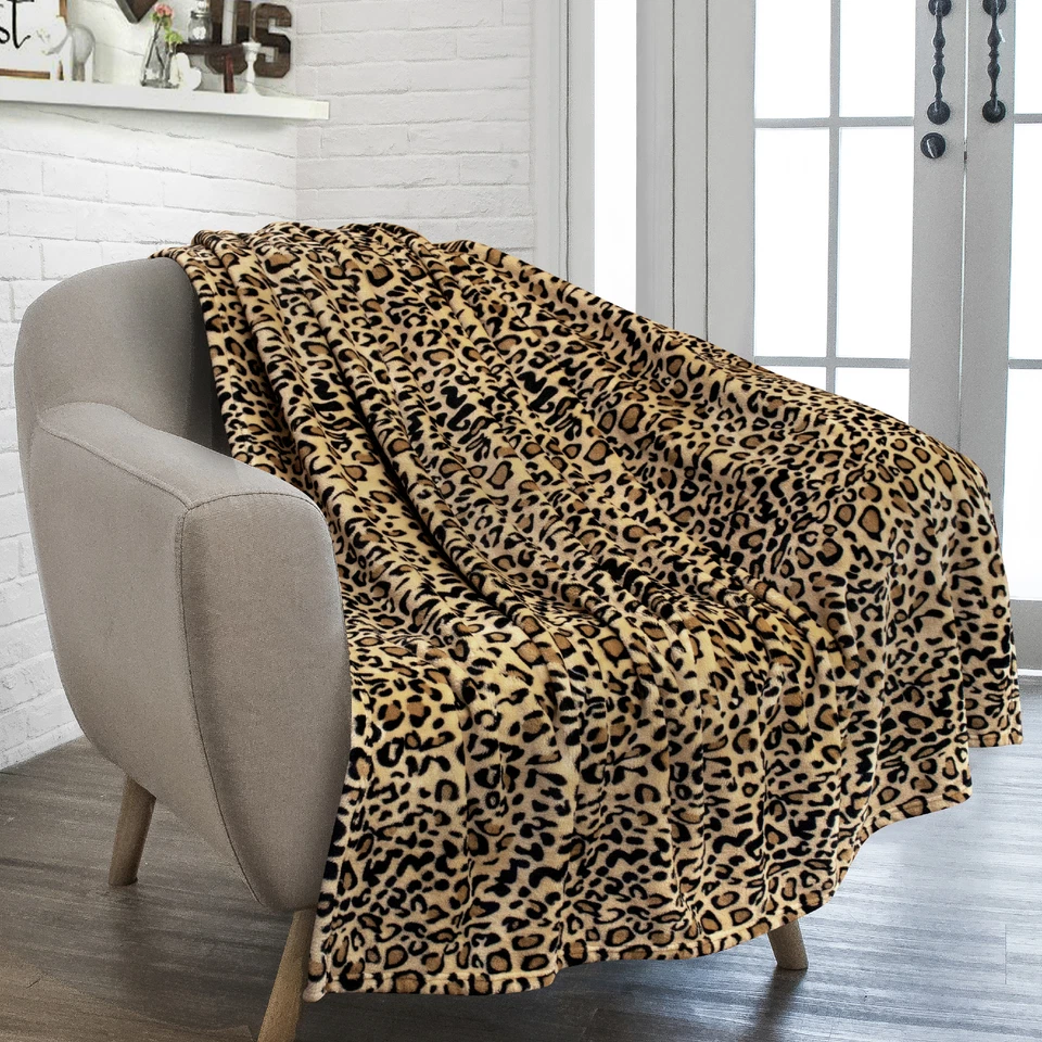 Manta polar con estampado de guepardo leopardo animal microfibra suave para sofá sofá Foto 1 de 1