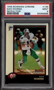 1998 Bowman Chrome Dan Marino #135 Refractor PSA 9 Mint POP 13 (Just 3 Higher) - Picture 1 of 2