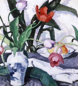 Samuel John Peploe ""Rote, lila Tulpen in Vase"" impressionistisches schottisches Kunstwerk - Bild 1 von 4
