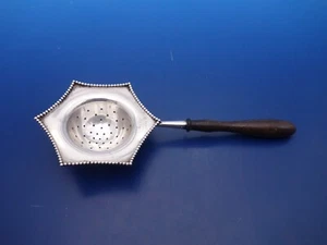 Antique sterling silver tea strainer with wood handle Beaded by Whiting #4796 - Picture 1 of 4