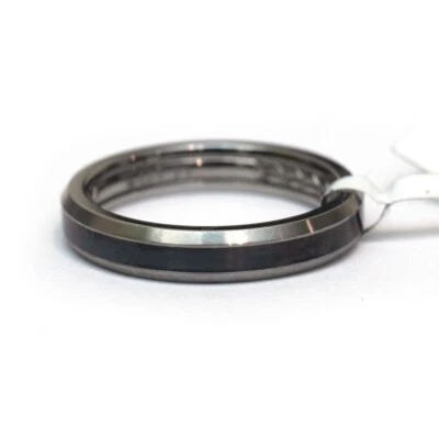 DAVID YURMAN New Men's 4mm Beveled Band Ring in Gray & Black Titanium Size 9 - Image 1 of 4