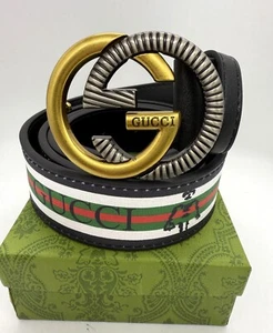 Raro Cinturón Gucci Edición Especial Limitada Multicolor Unisex Cuero Con Caja - Imagen 1 de 9