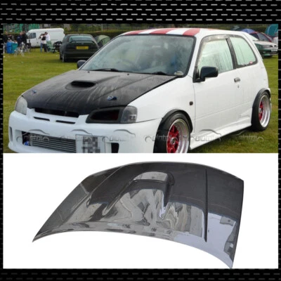 Carbon Fiber Bonnet Hood Engine Cover Fit 1996-99 For Toyota Starlet GLANZA EP91 - Image 1 of 4
