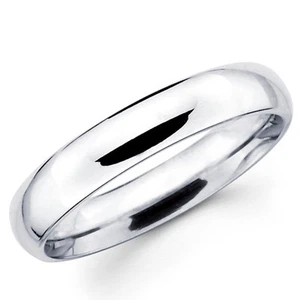 14K Solid White Gold 4mm Comfort Fit Men's and Women's Wedding Band Ring - Picture 1 of 3
