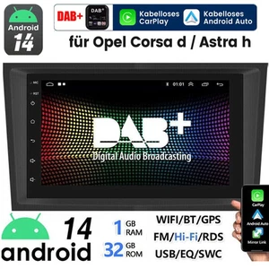 DAB+ Android 14 Autoradio Carplay GPS RDS Für Opel Astra H Zafira B Corsa C D - Bild 1 von 12