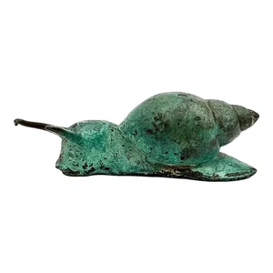 Vintage Cast Iron Sea Snail Sculpture With Verdigris Patina Garden / Cottagecore - Picture 1 of 9