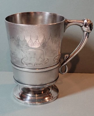 Antique Silverplate Cup Arctic Expedition Peary? Polar Bears Bergs Ice Mountains - Image 1 of 4