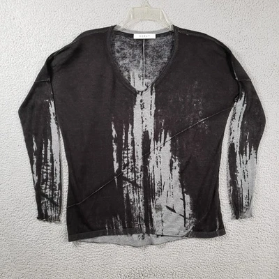 Top Kokun para mujer XS/S negro gris bambú cachemir tejido cuello en V holgado grunge Foto 1 de 4