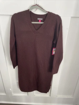 NWT Women’s Vince Camuto Sweater Dress-Small-Burgundy-V Neck-stretch - Image 1 of 4