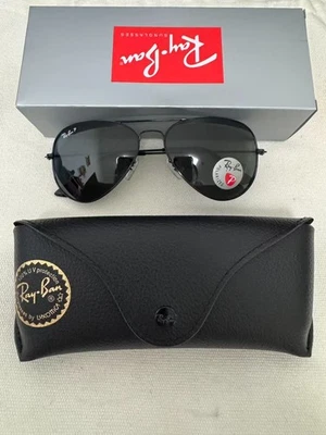 Ray-Ban RB3025 Aviator Total Black Pilot Shape Polarized Sunglasses  - image 1 of 3