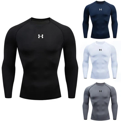 Mens Long Sleeve Compression Shirt Athletic Thermal Top for Gym UK - Image 1 of 4
