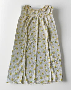 vtg Seersucker Nightgown Lg Cottagecore Prairie Granny light airy yellow Floral - Picture 1 of 6