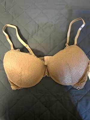 JESSICA SIMPSON 36C ALMOND SOFT PUSH UP PADDED OVERLAY UNDERWIRE BRA 全新 带... — 第 1/4 张图片
