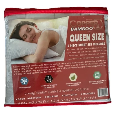 Juego de sábanas de bambú cobre gris tamaño queen Foto 1 de 4