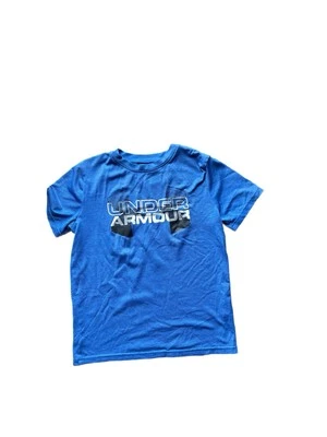 Under Armour Boys T-Shirt Blue Youth Medium Loose Fit Graphic UA Heat Gear - Image 1 of 3
