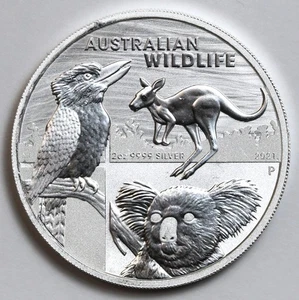 2021-P 2oz Australia $2 BU Silver Australian Wildlife Coin .9999 Fine, Koala Etc - Picture 1 of 4