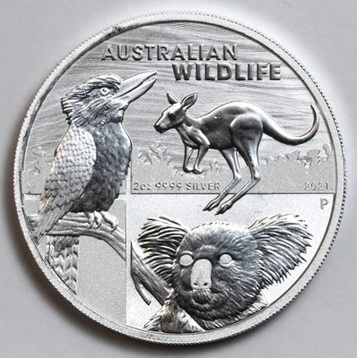 2021-P 2oz Australia $2 BU Silver Australian Wildlife Coin .9999 Fine, Koala Etc - Image 1 of 4