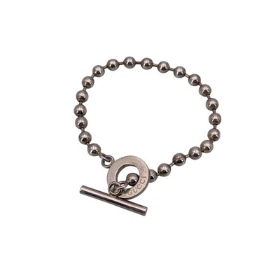 Bracciale Gucci in argento sterling 925 unisex con catena Boule Toggle - Immagine 1 di 4