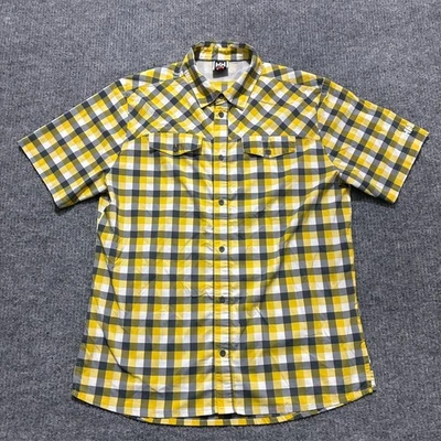 Мужская рубашка Helly Hansen на пуговицах размер большой желтый клетчатый короткий рукав - Изображение 1 из 4