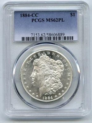 1884-CC Morgan Silver Dollar PCGS MS62 PL Certified - Carson City Mint - P20 - Image 1 of 2